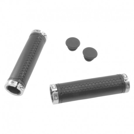 rukoväte Monte Grappa Manopole black, kožené, 125 mm, Lock-On