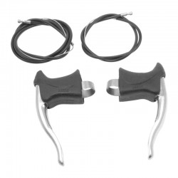 páčka brzdy 3prstá, Aero Leechi cestná čierna, AL/guma, sada, vrátane bowdenov s lankami