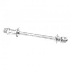 hriadeľ náboja zadného, 175 x 9,5 mm, viackoliesko, s krytkami, strieborný