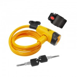 zámok špirálový, 1000x8 mm, žltý, Nexelo, s držiakom