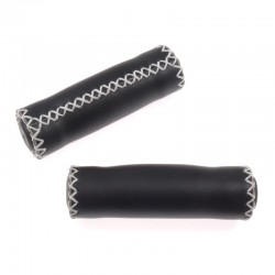rukojeti Leatherette černé, koženka, 120 mm, bílá nit