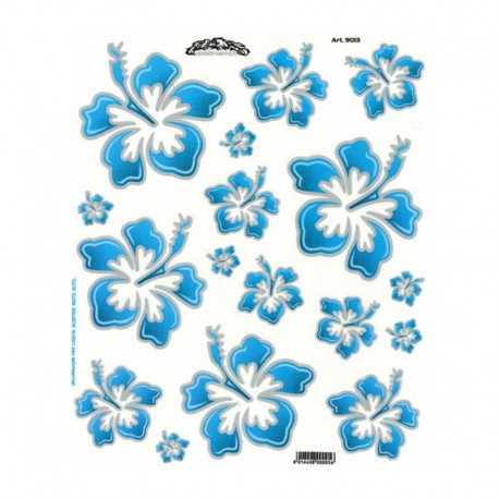samolepka na kolo - rámový polep Flowers Hawaiian Blue