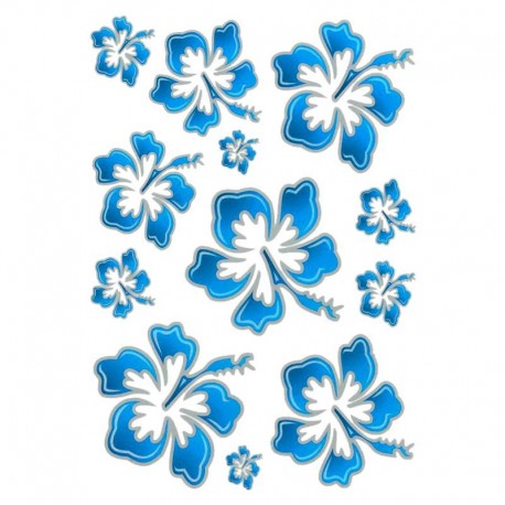 samolepka na bicykel-rámový polep Flowers Hawaiian Blue large