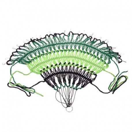 kryt zadného kolesa, sieťka pletená, čierno-zelená, s karabínami