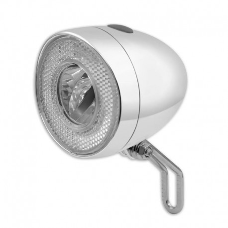 svetlo predné 1xLED Reflex 30 Lux, chróm+odrazka, s držiakom