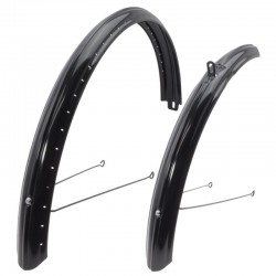 blatníky kovové 28"/58 mm, Classic, čierne, s dirami pre sieťku zadného kolesa