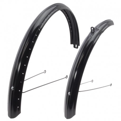 blatníky kovové 28"/58 mm, Classic, čierne, s dirami pre sieťku zadného kolesa